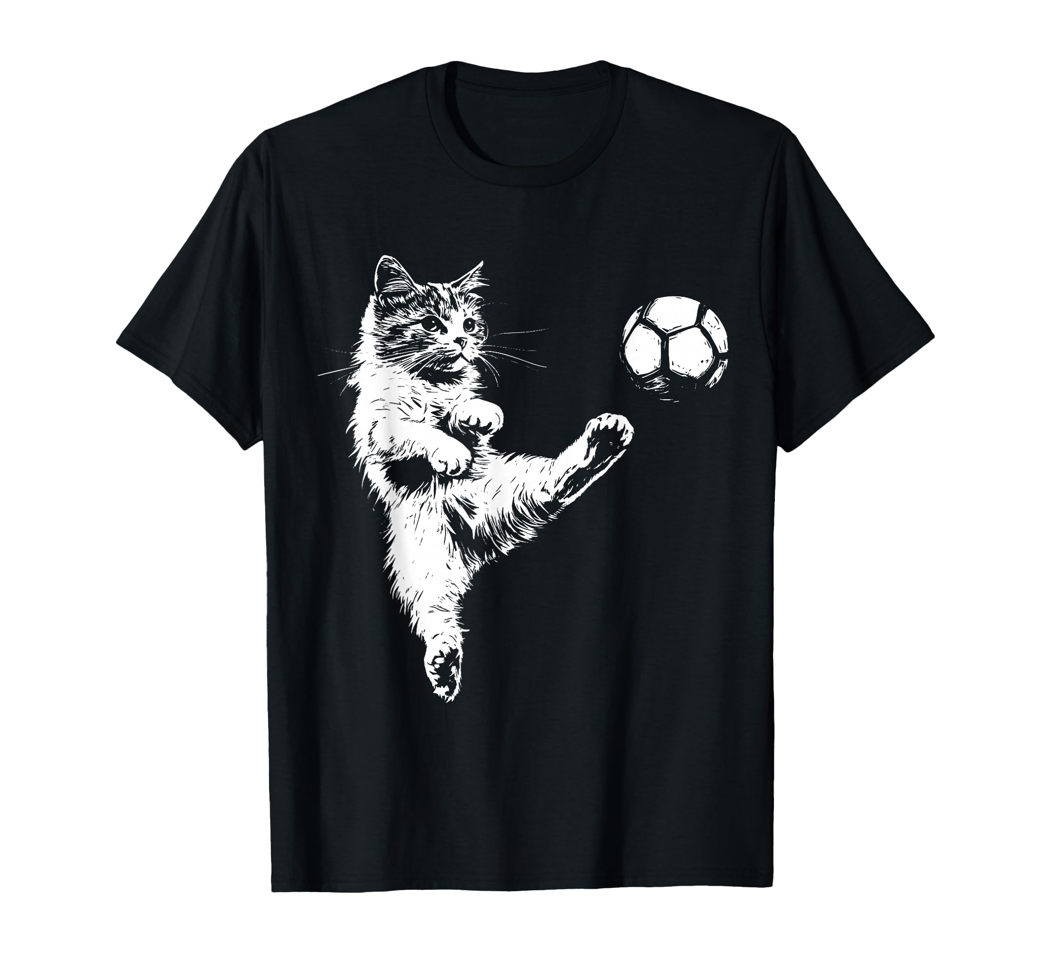 Funny Cat Soccer Ball T-Shirt - Minimalist Print Men Women - T-Shirt, Sweatshirt, Hoodie