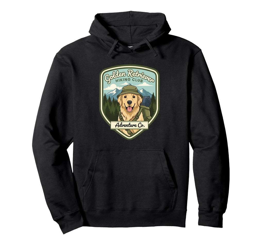Golden Retriever Hiking Club Adventure Hoodie - Custom Art Print Unisex - T-Shirt, Sweatshirt, Hoodie