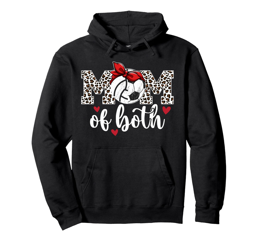 Mom Both Leopard Volleyball Soccer Mom Hoodie - Aesthetic Graphic Men Women - T-Shirt, Sweatshirt, Hoodie