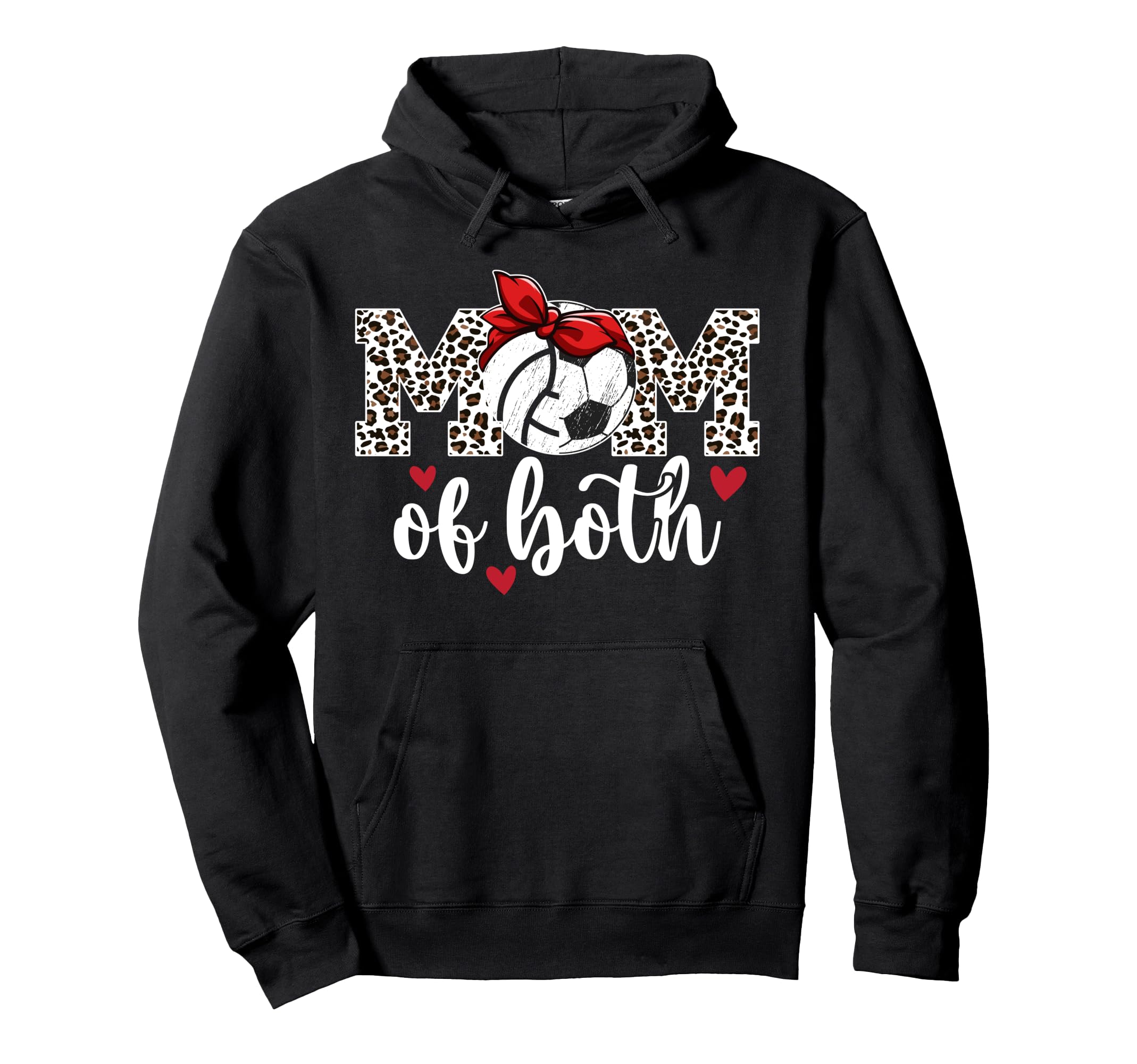 Mom Both Leopard Volleyball Soccer Mom Hoodie - Aesthetic Graphic Men Women - T-Shirt, Sweatshirt, Hoodie