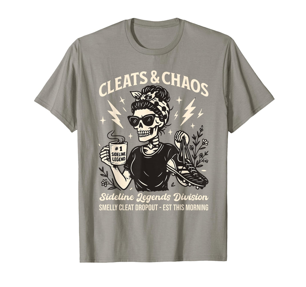 Cleats And Chaos Skeleton Soccer Mom T-Shirt - Minimalist Print for Adults - T-Shirt, Sweatshirt, Hoodie