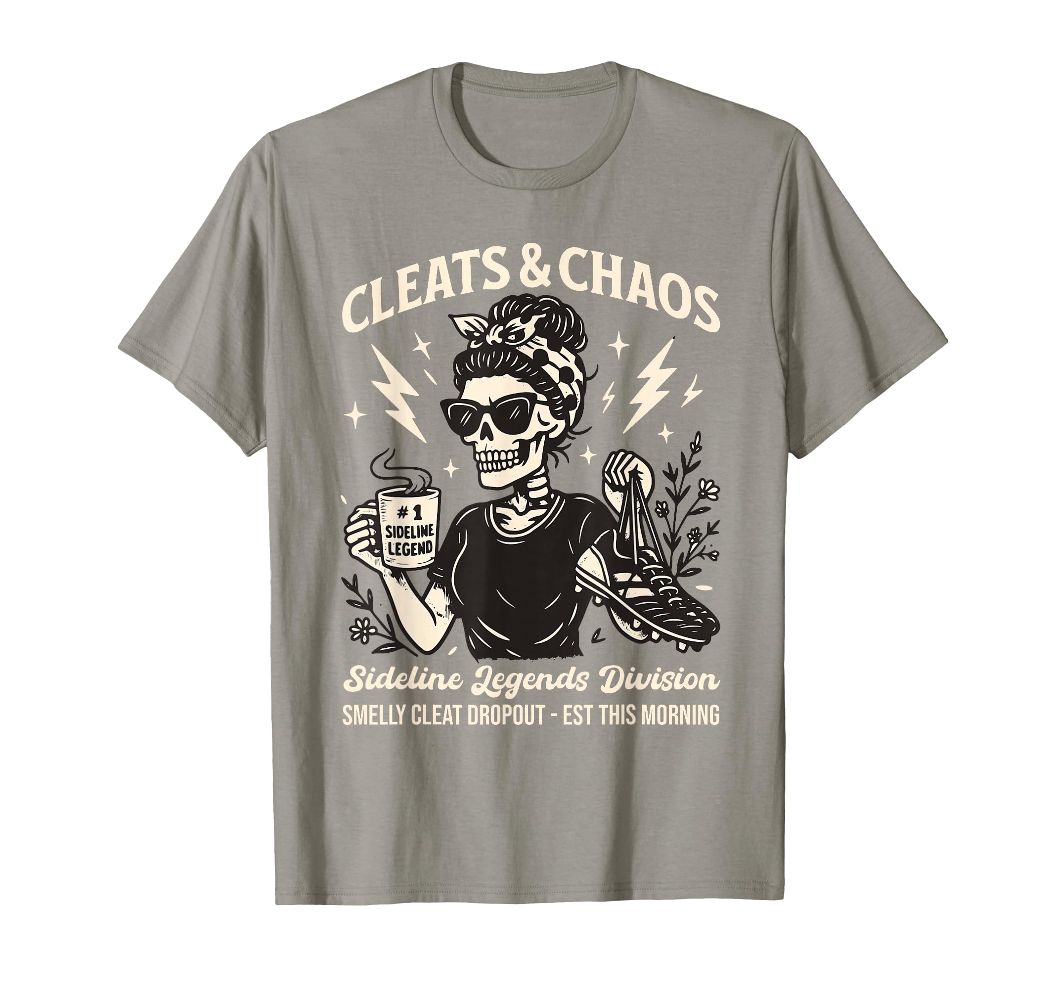 Cleats And Chaos Skeleton Soccer Mom T-Shirt - Minimalist Print for Adults - T-Shirt, Sweatshirt, Hoodie
