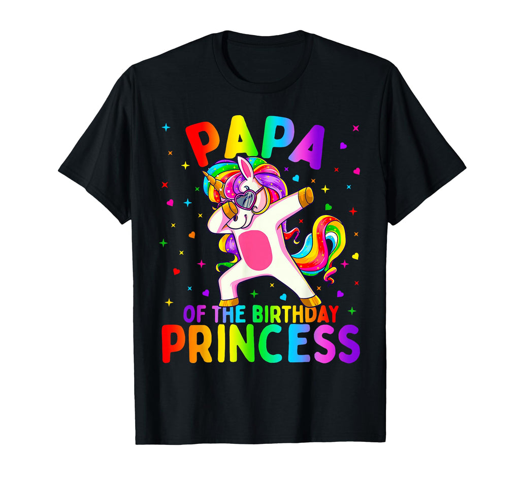 Papa Birthday Princess Dabbing Unicorn T-Shirt - Minimalist Print Unisex - T-Shirt, Sweatshirt, Hoodie