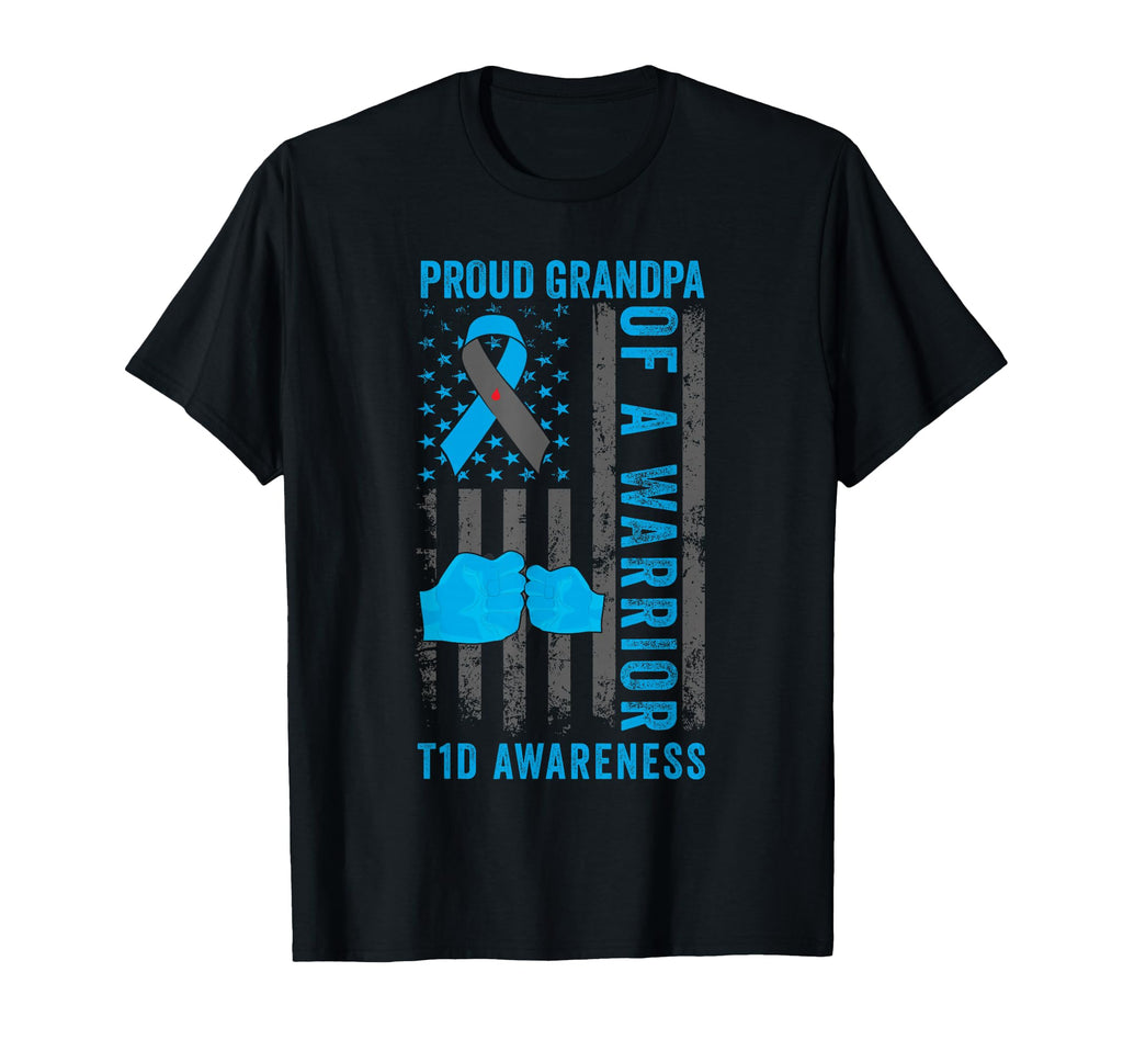 Proud Grandpa T1D Warrior Type 1 Diabetes T-Shirt - Trendy Graphic Unisex - T-Shirt, Sweatshirt, Hoodie