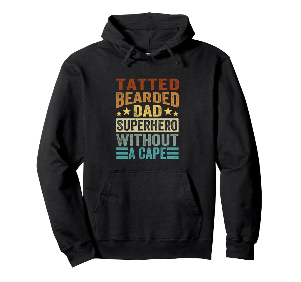Tatted Bearded Dad Superhero Hoodie - Fun Novelty Design for Adults - T-Shirt, Sweatshirt, Hoodie