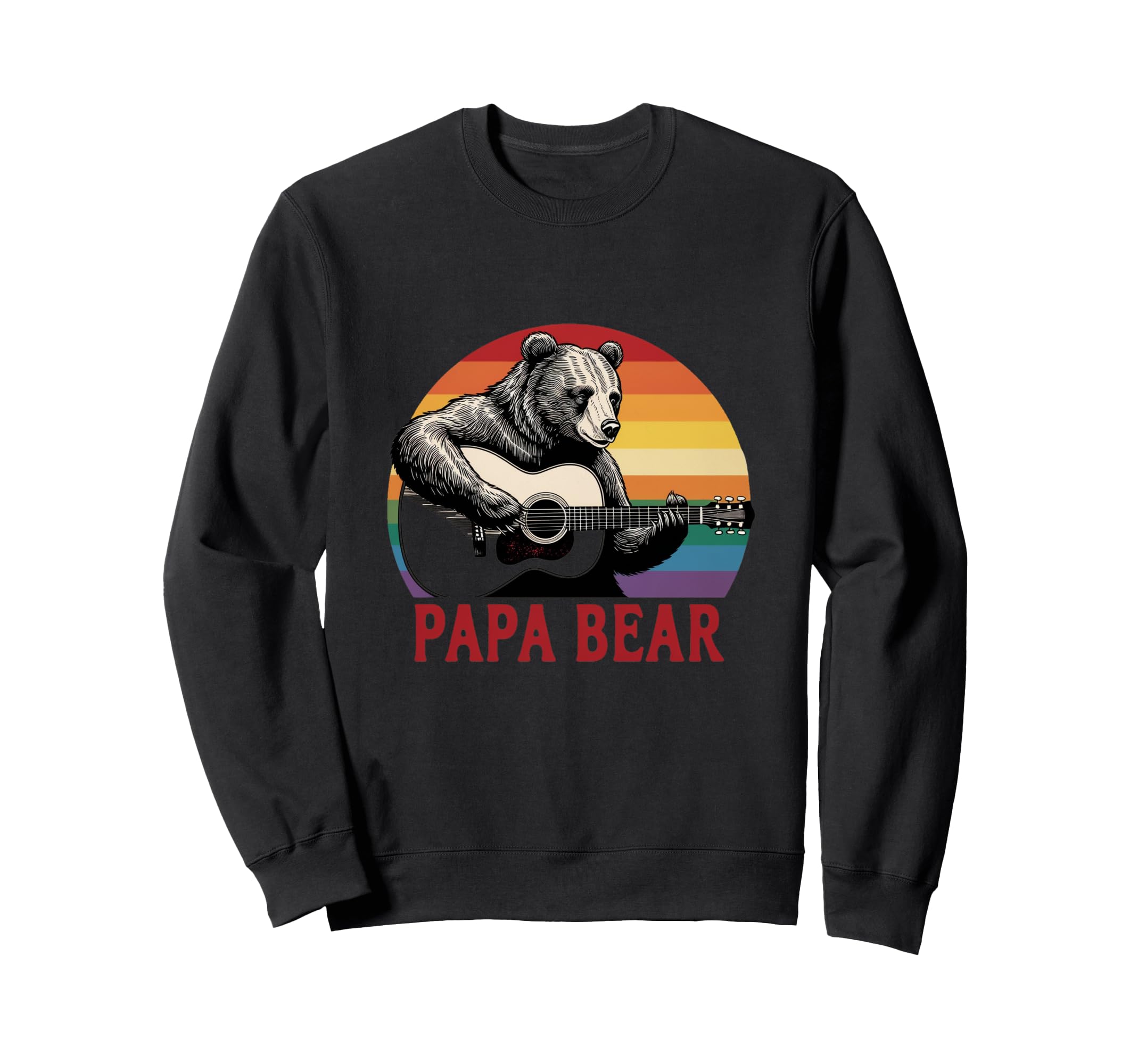 Funny Papa Bear Guitar Lover Fathers Sweatshirt - Graphic Print for Adults - T-Shirt, Sweatshirt, Hoodie