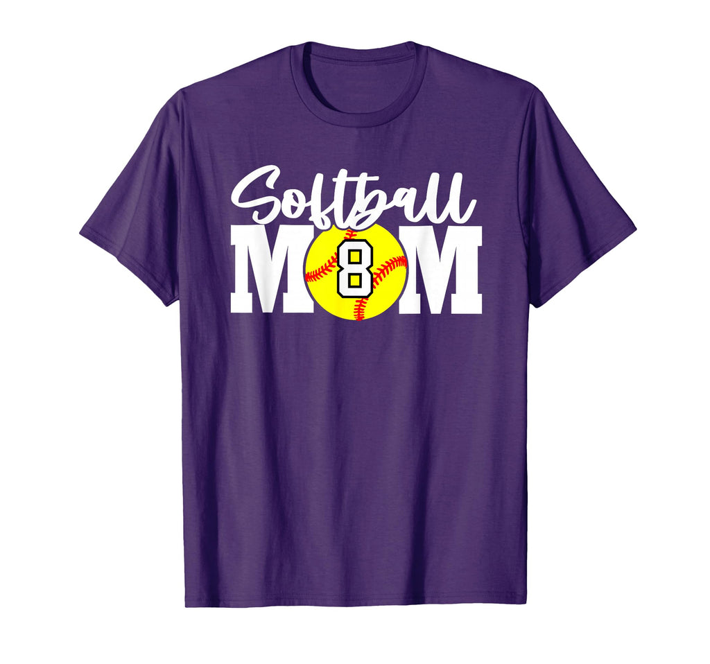 Softball Mom Number 8 T-Shirt - Unique Graphic Unisex - T-Shirt, Sweatshirt, Hoodie