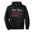 Papa Bear Black Red Tartan Plaid Fun Hoodie - Minimalist Print for Adults - T-Shirt, Sweatshirt, Hoodie