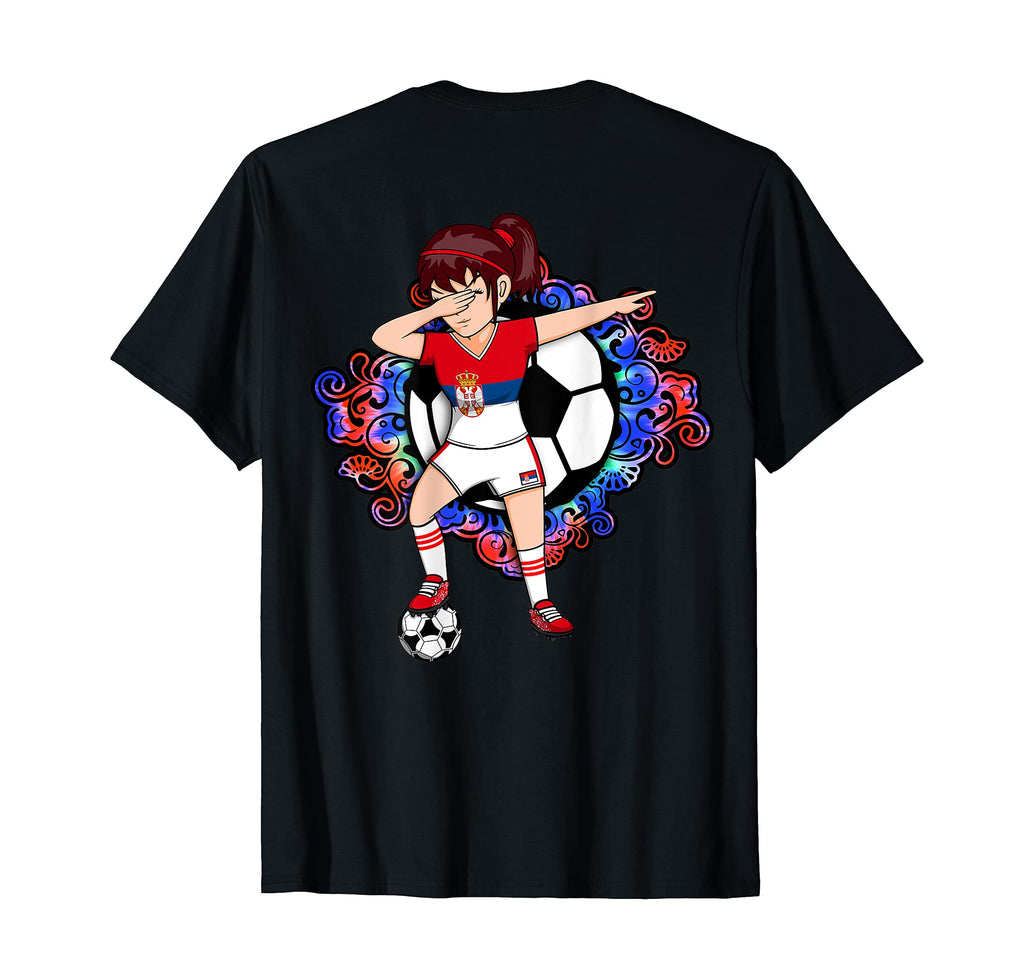 Dabbing Soccer Serbia Fan Jersey Floral T-Shirt - Trendy Graphic Unisex - T-Shirt, Sweatshirt, Hoodie