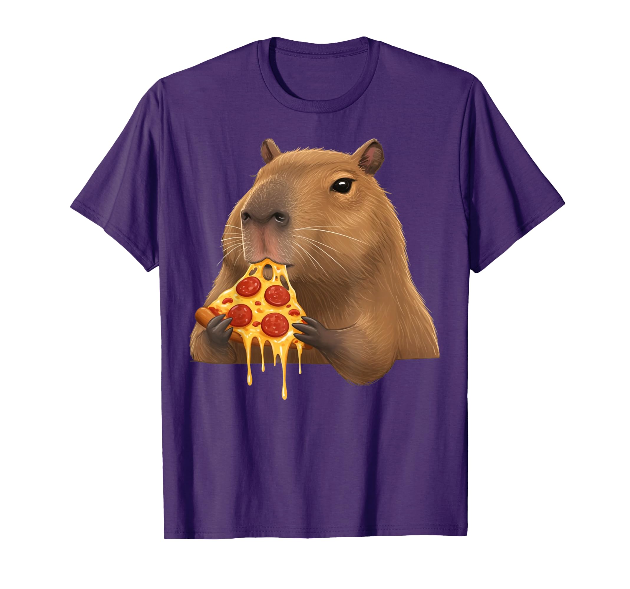 Kawaii Funny Capybara Eating Pizza T-Shirt - Custom Art Print Men Women - T-Shirt, Sweatshirt, Hoodie