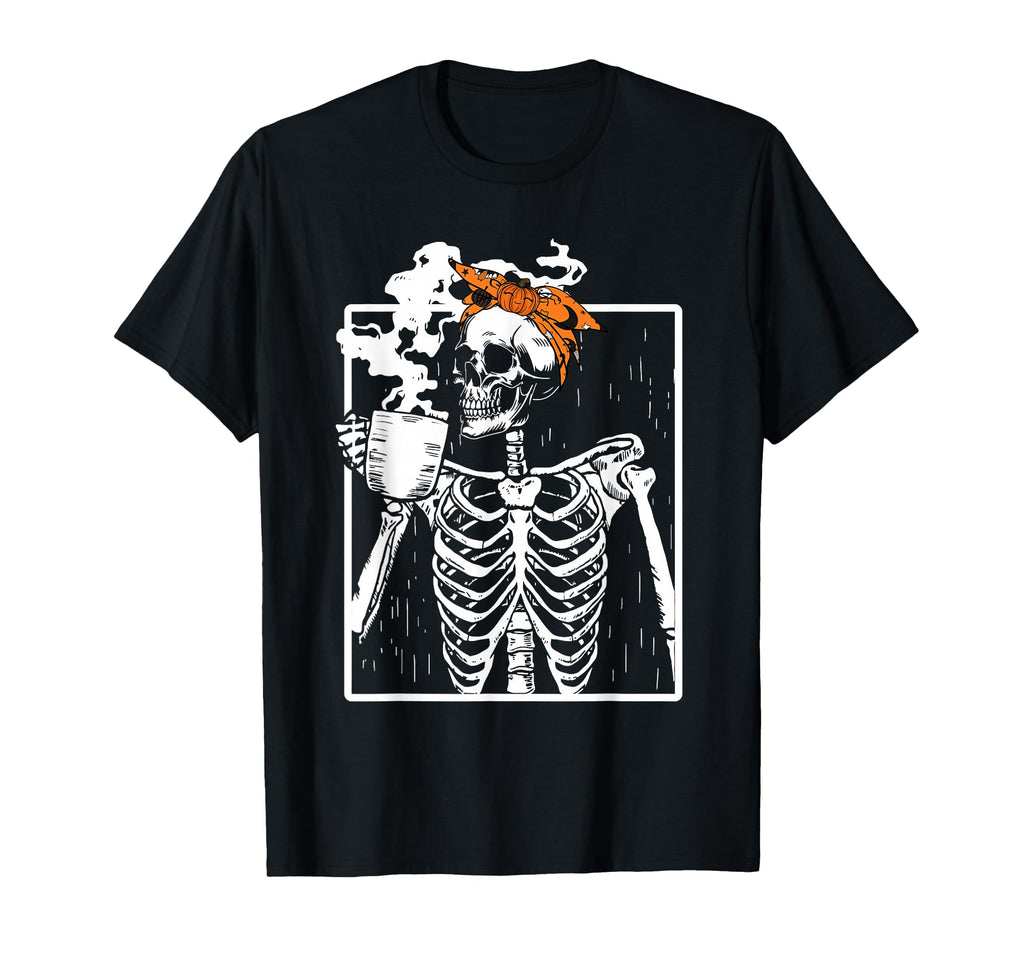Coffee Drinking Skeleton Diy Halloween T-Shirt - Graphic Print Men Women - T-Shirt, Sweatshirt, Hoodie