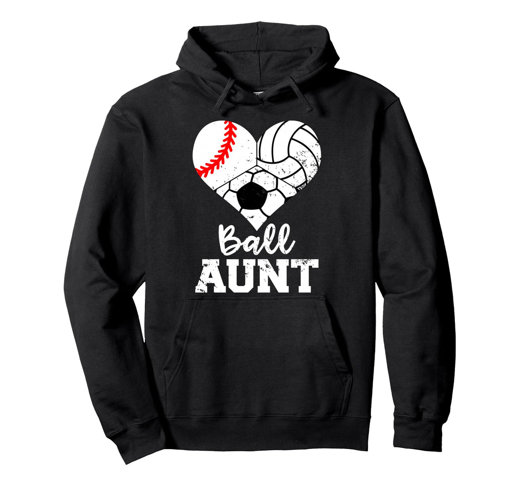 Ball Aunt Heart Baseball Volleyball Soccer Hoodie - Trendy Graphic Unisex - T-Shirt, Sweatshirt, Hoodie