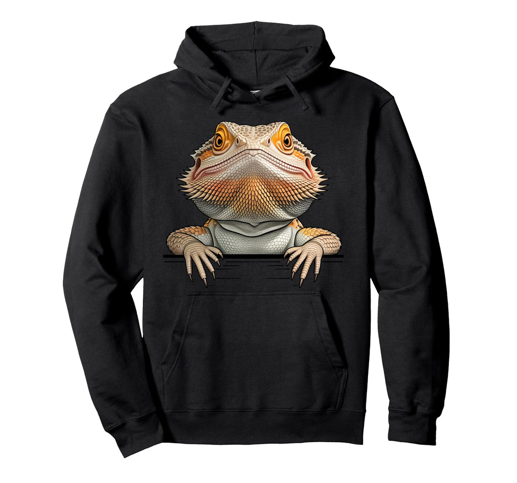 Bearded Dragon Funny Peeking Pocket Hoodie - Unique Graphic Men Women - T-Shirt, Sweatshirt, Hoodie