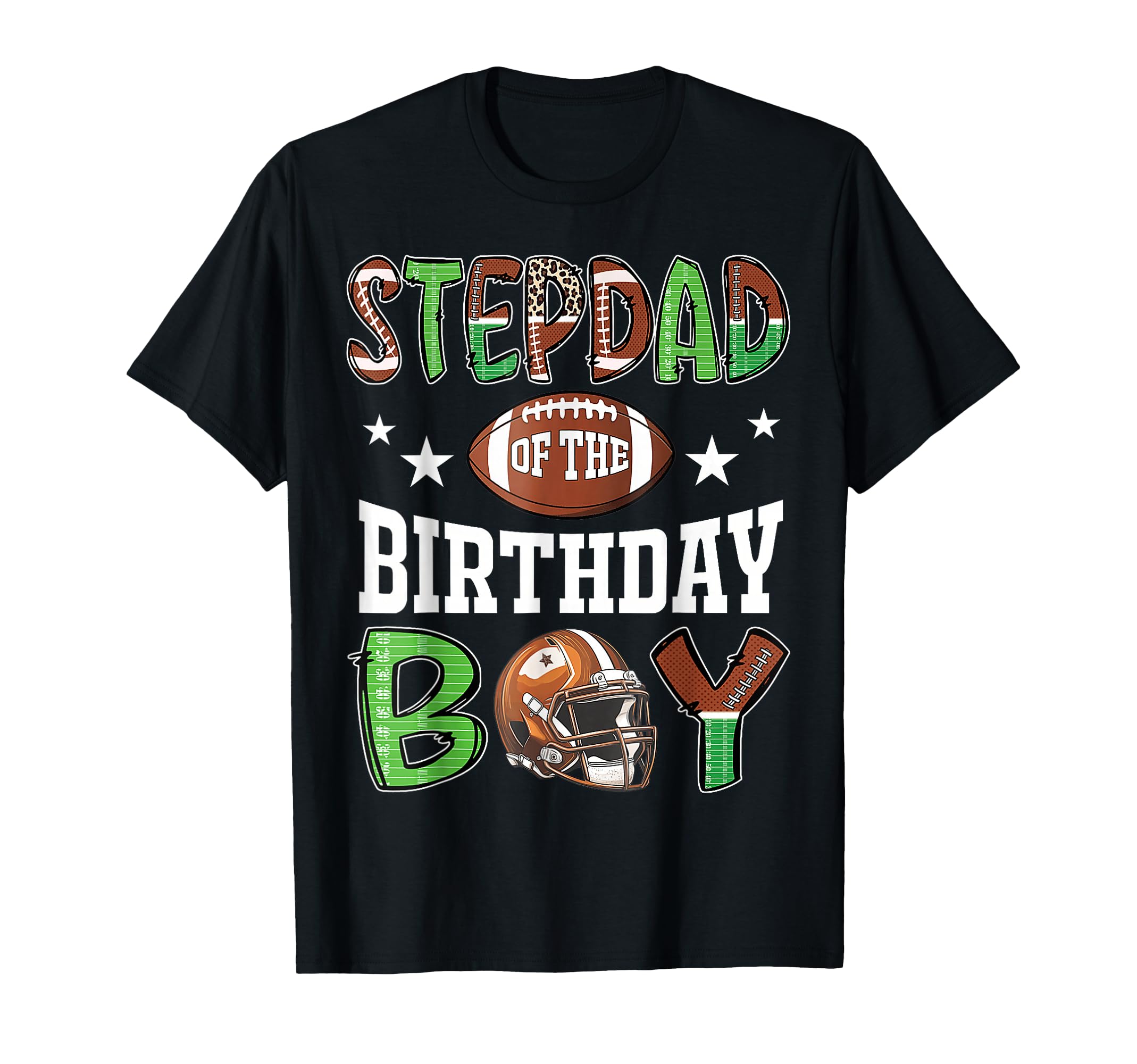 Step Dad Birthday Football Player Family T-Shirt - Graphic Print Men Women - T-Shirt, Sweatshirt, Hoodie