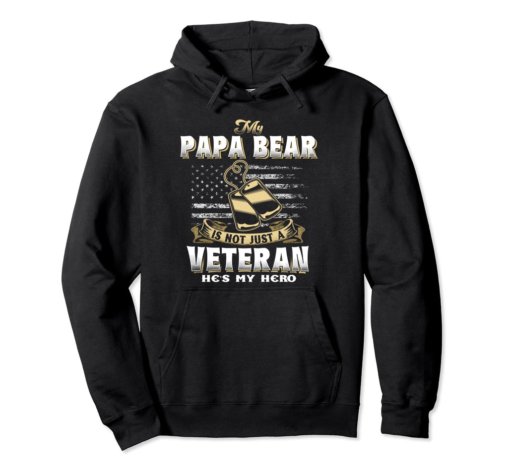 Veteran Papa Bear Dad Usa Flag 4Th July Hoodie - Novelty Apparel for Adults - T-Shirt, Sweatshirt, Hoodie