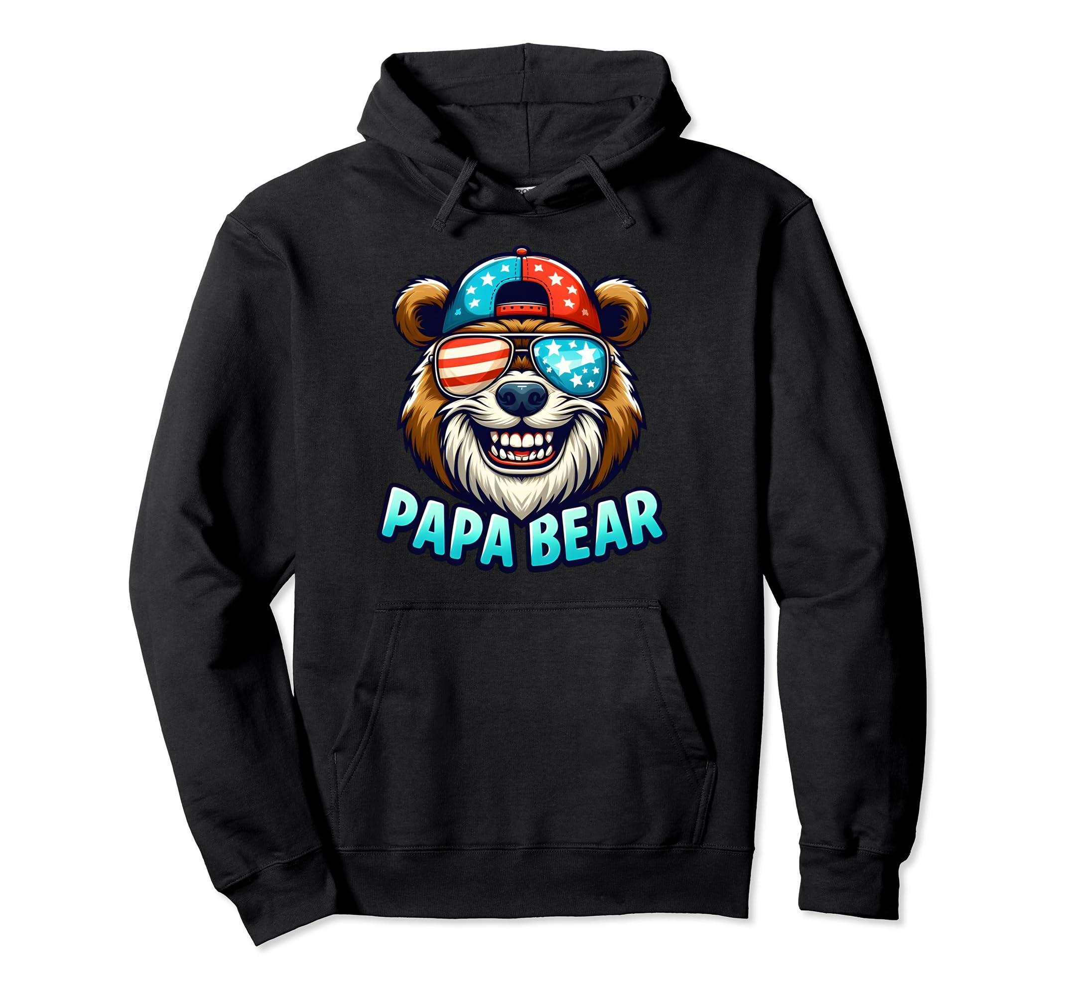 Papa Bear Fathers Day Gift Us American Hoodie - Aesthetic Graphic Unisex - T-Shirt, Sweatshirt, Hoodie