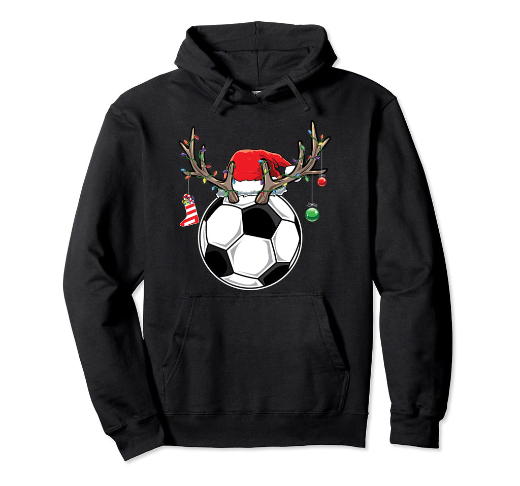Soccer Player Reindeer Santa Gift Hoodie - Trendy Graphic for Adults - T-Shirt, Sweatshirt, Hoodie