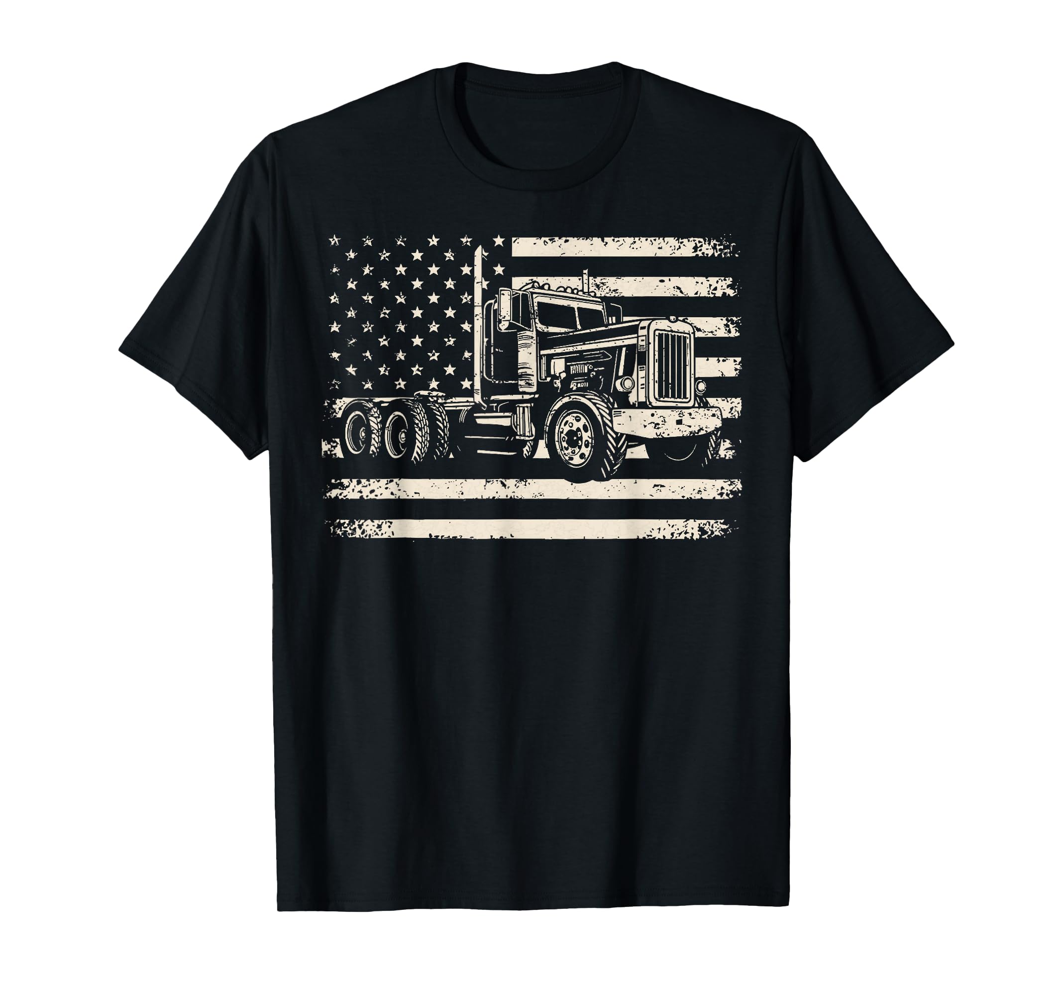 Semi Truck Usa Flag Driver Trucker T-Shirt - Streetwear Style Men Women - T-Shirt, Sweatshirt, Hoodie