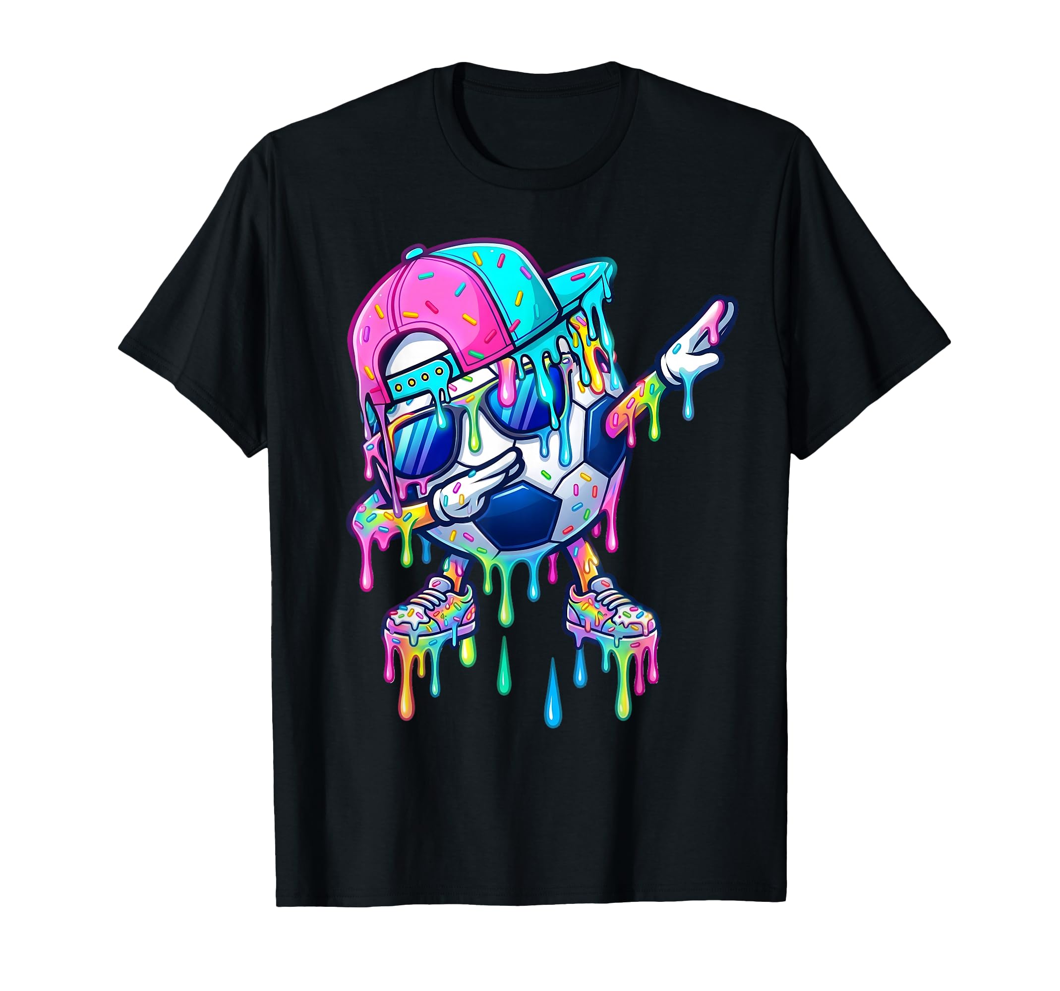 Dabbing Soccer Ball Ice Cream Drip Funny T-Shirt - Trendy Graphic Unisex - T-Shirt, Sweatshirt, Hoodie