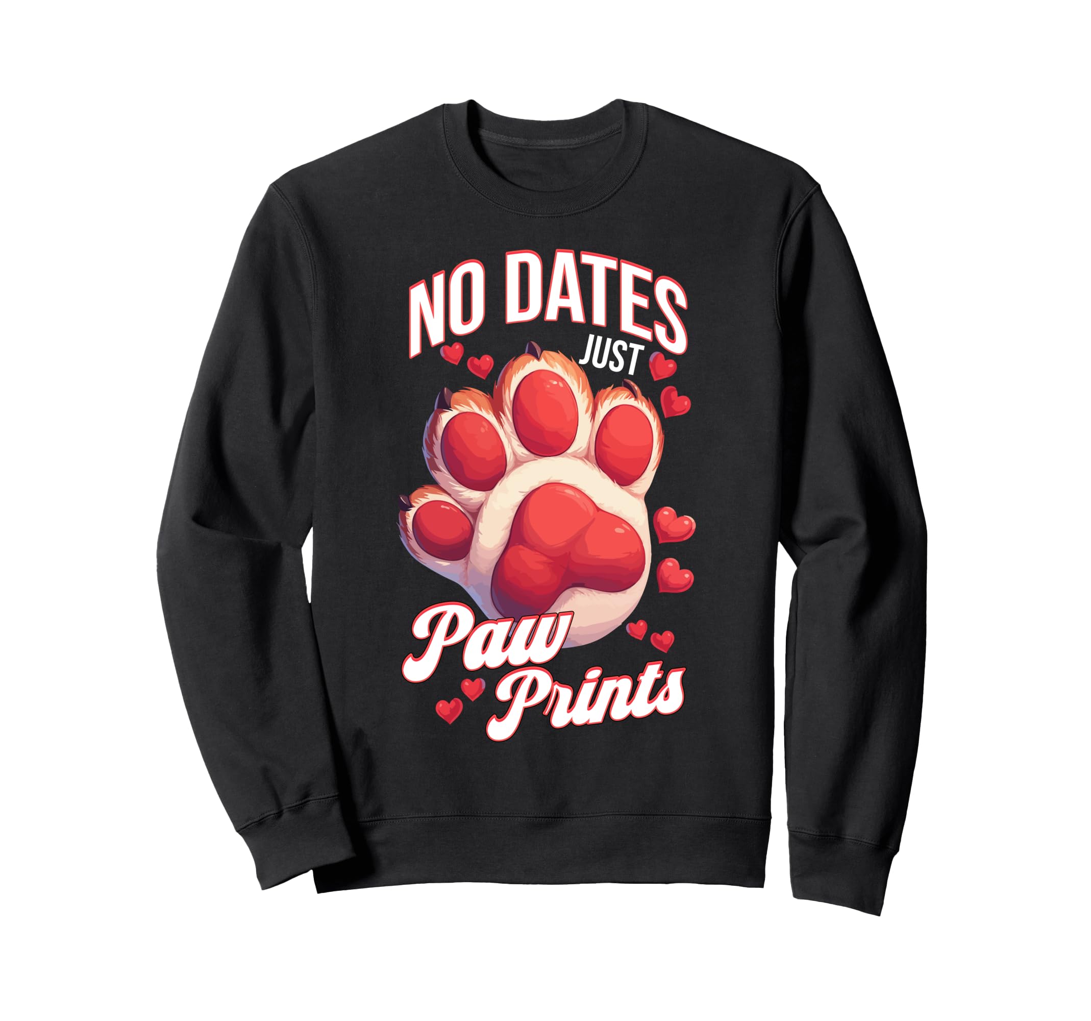 Pet Valentines Pawprint Single Dog Sweatshirt - Graphic Print Men Women - T-Shirt, Sweatshirt, Hoodie
