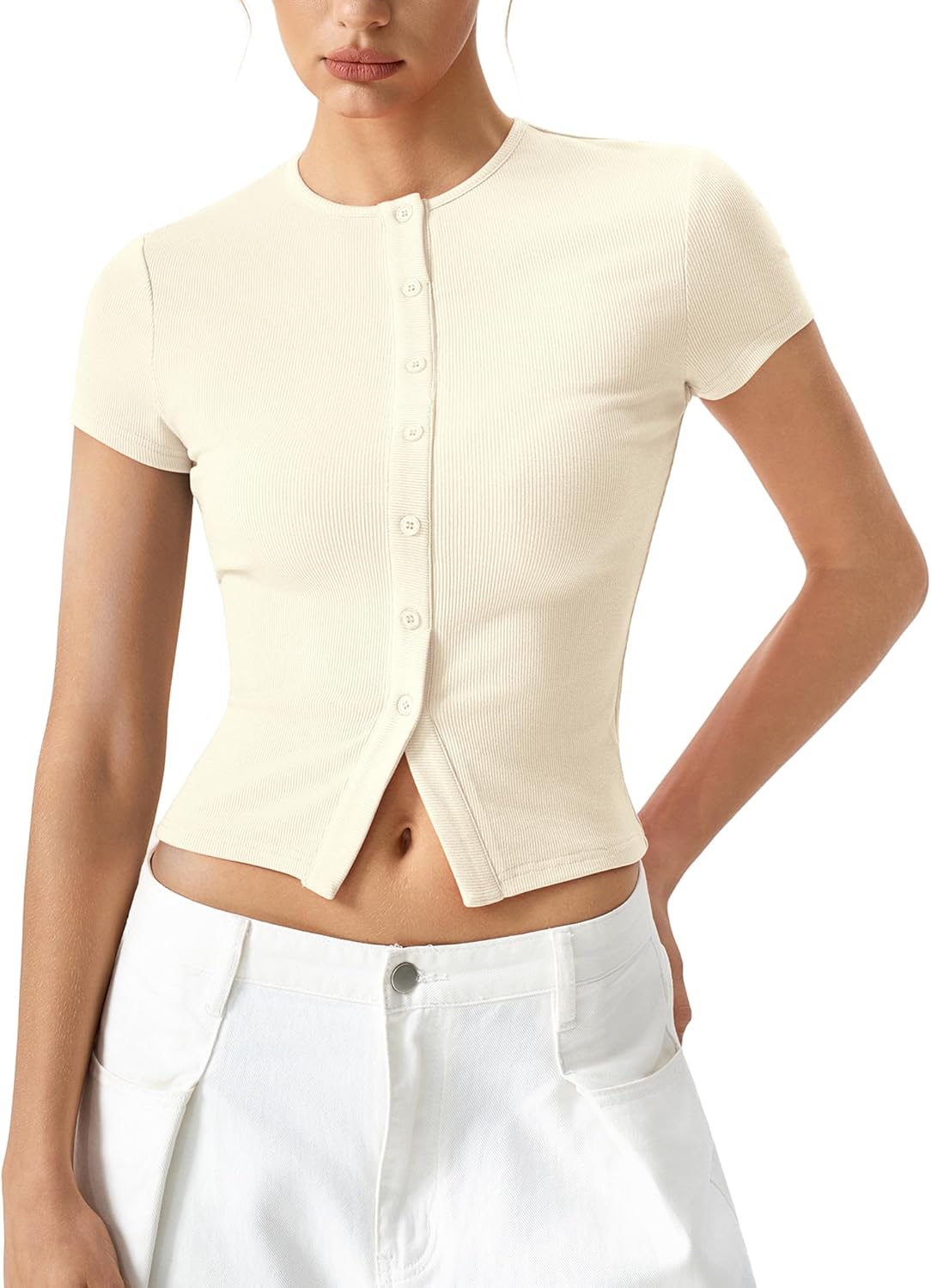 Women's Crewneck Short Sleeve Ribbed Button Going Out - Adult & Kids T-Shirts, Sweatshirts & Hoodies apparel design preview 1