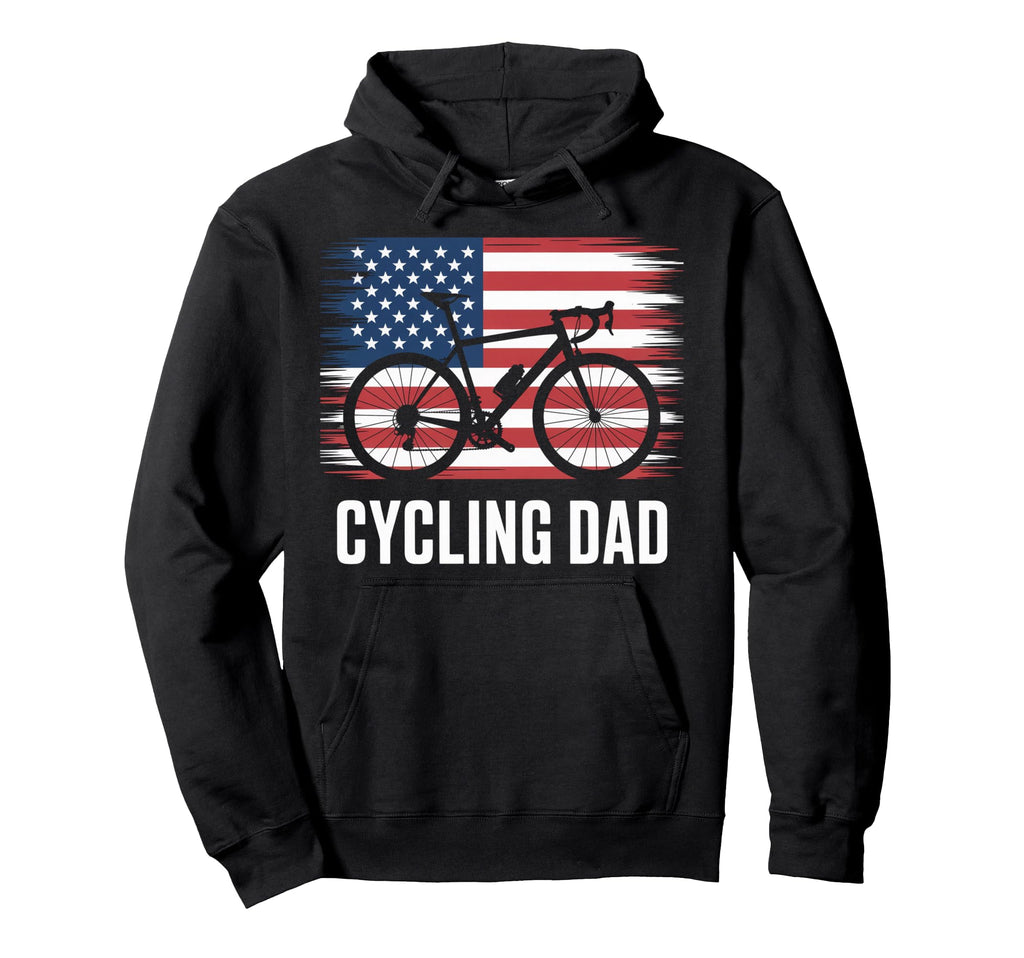 Cycling Dad American Flag Road Bike Hoodie - Trendy Graphic for Adults - T-Shirt, Sweatshirt, Hoodie