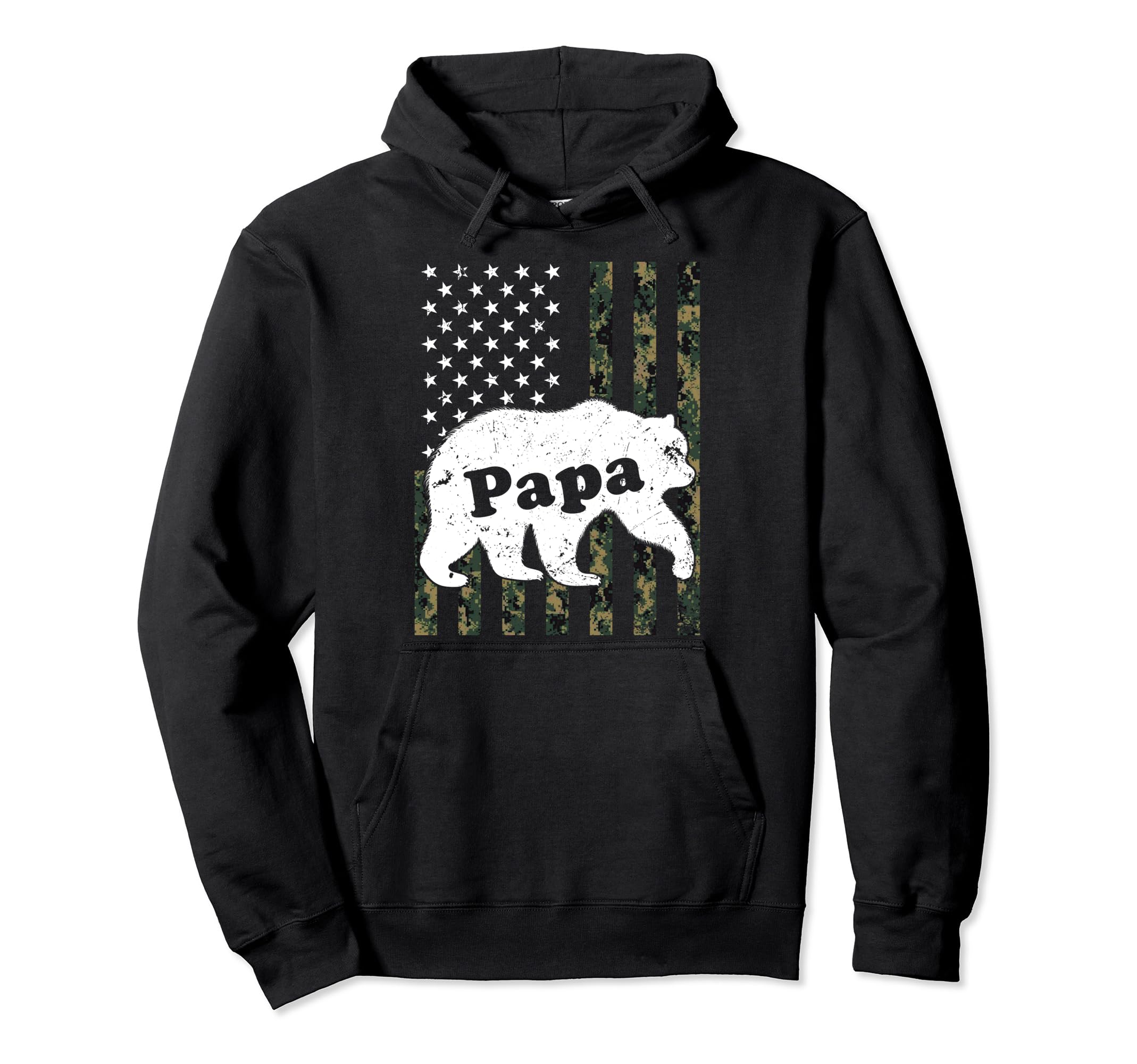 Mens Papa Bear Camouflage Usa American Flag Hoodie - Trendy Graphic Unisex - T-Shirt, Sweatshirt, Hoodie