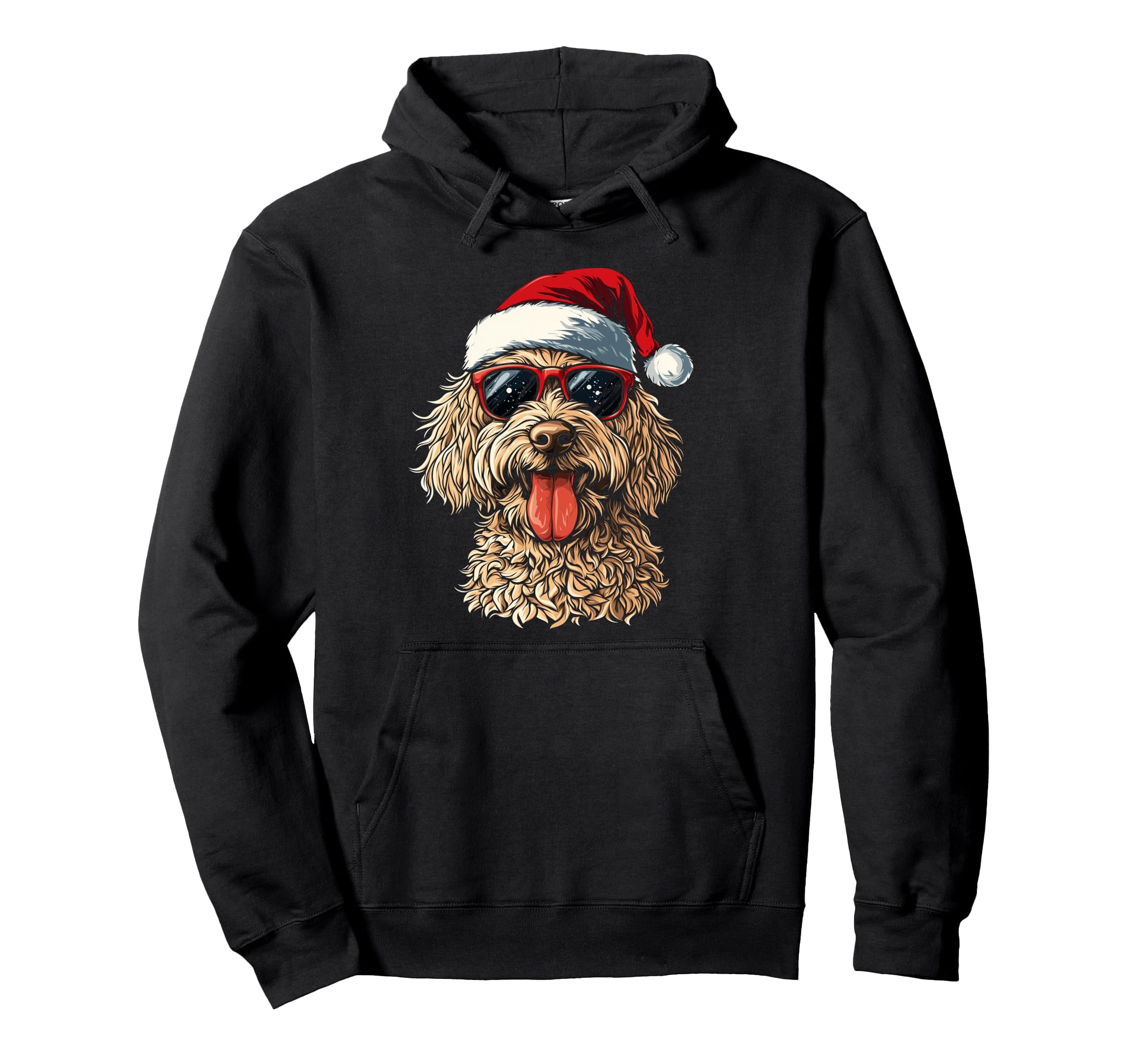 Goldendoodle Labradoodle Dog Santa Hoodie - Minimalist Print for Adults - T-Shirt, Sweatshirt, Hoodie