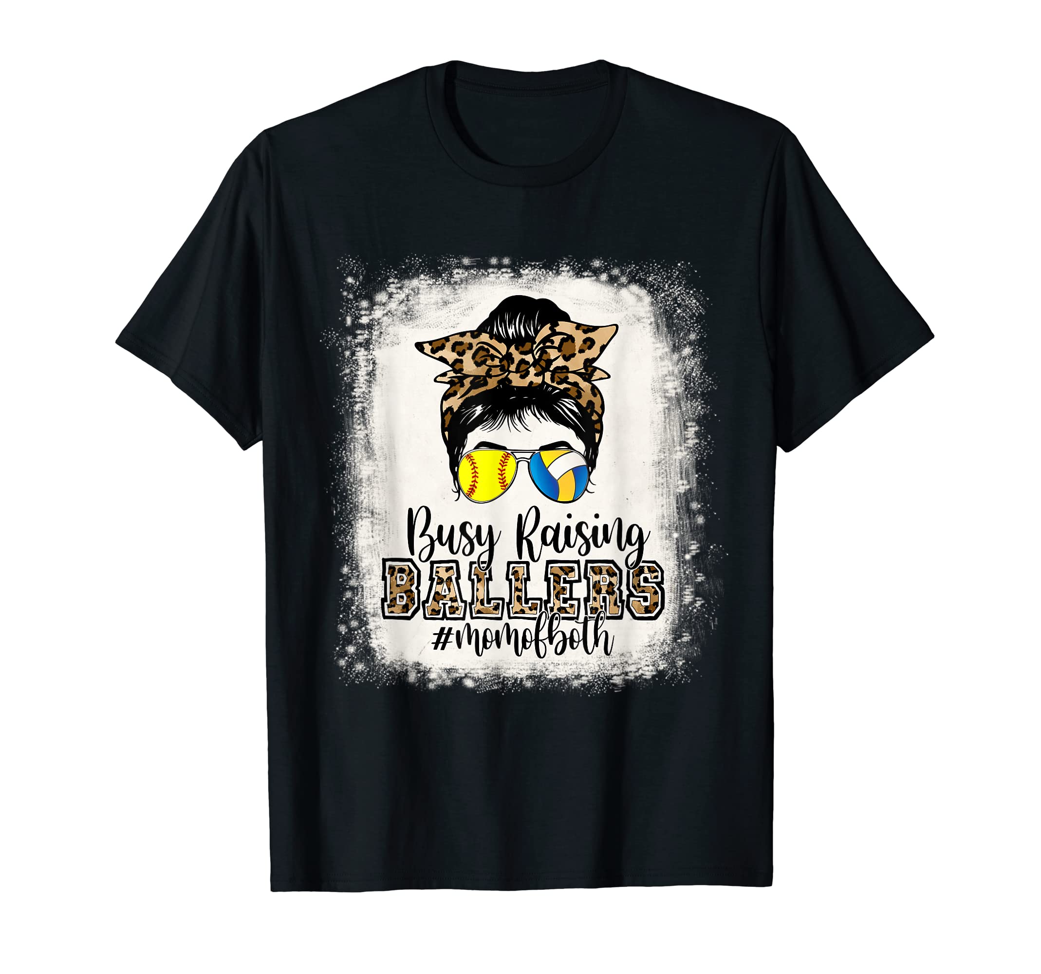 Busy Raising Ballers Mom Both Softball T-Shirt - Novelty Apparel Unisex - T-Shirt, Sweatshirt, Hoodie