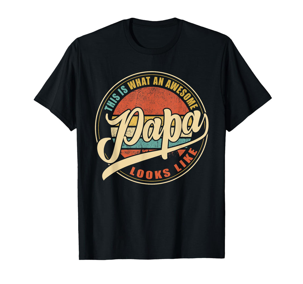 Mens Awesome Dad Papa Grandpa Black T-Shirt - Custom Art Print for Adults - T-Shirt, Sweatshirt, Hoodie