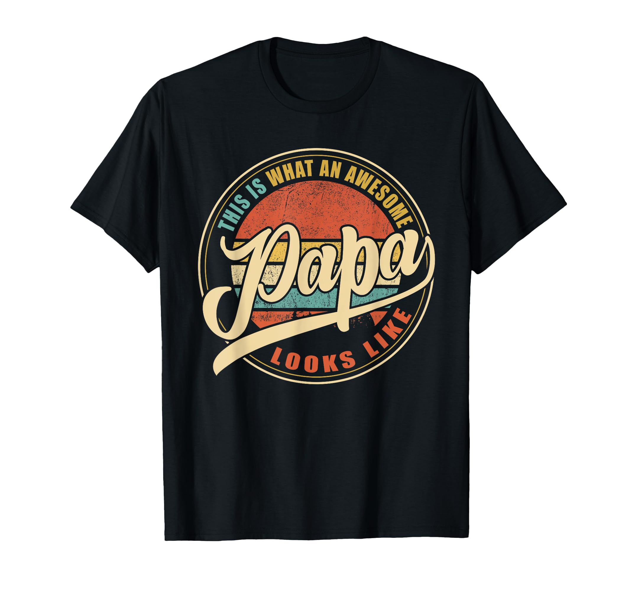 Mens Awesome Dad Papa Grandpa Black T-Shirt - Custom Art Print for Adults - T-Shirt, Sweatshirt, Hoodie