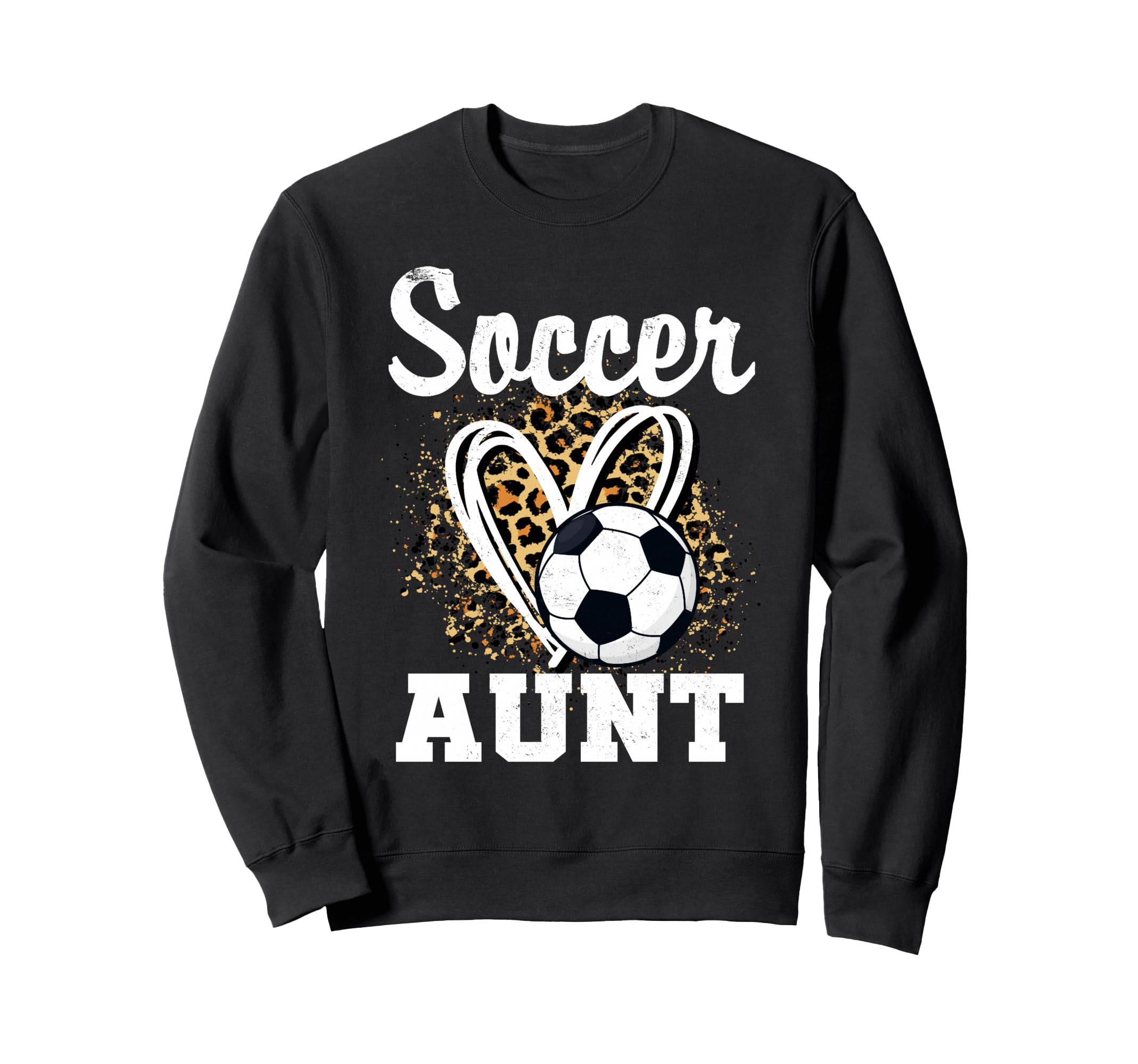 Soccer Aunt Leopard Heart Sweatshirt - Custom Art Print for Adults - T-Shirt, Sweatshirt, Hoodie