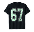 Mint Green White Sports Number 67 T-Shirt - Fun Novelty Design Men Women - T-Shirt, Sweatshirt, Hoodie