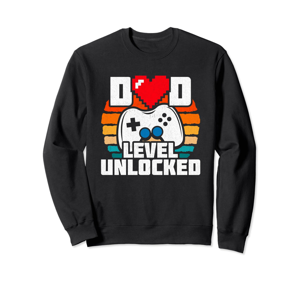 New Dad Level Unlocked Gamer Dad Sweatshirt - Graphic Print Unisex - T-Shirt, Sweatshirt, Hoodie