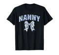 Nanny Coquette Toile Blue Bow T-Shirt - Fun Novelty Design for Adults - T-Shirt, Sweatshirt, Hoodie