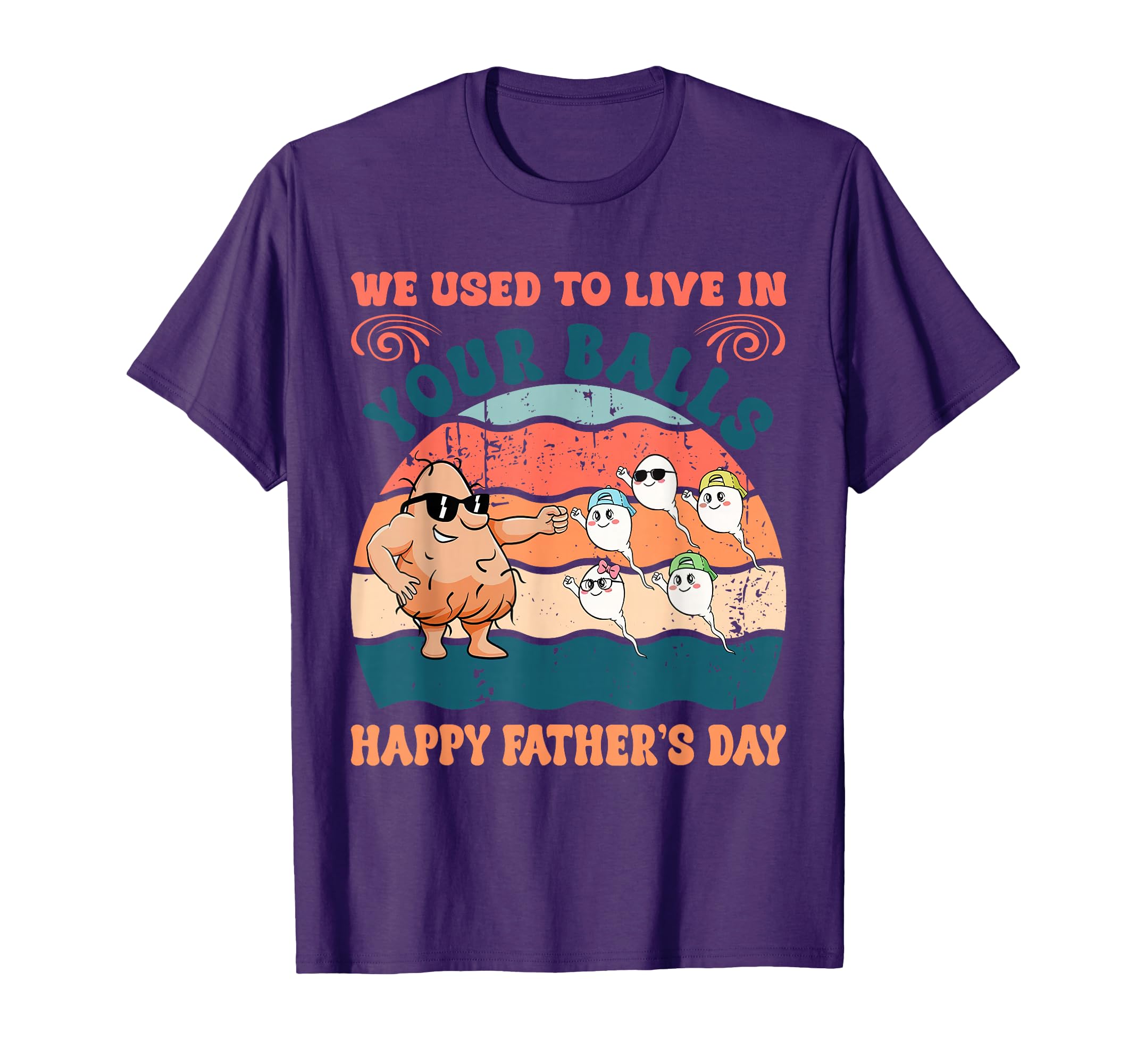 We Used To Live Your Balls Happy Fathers T-Shirt - Minimalist Print Unisex - T-Shirt, Sweatshirt, Hoodie