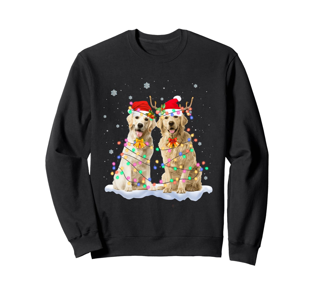 Golden Retriever Santa Hat Reindeer Sweatshirt - Streetwear Style Unisex - T-Shirt, Sweatshirt, Hoodie