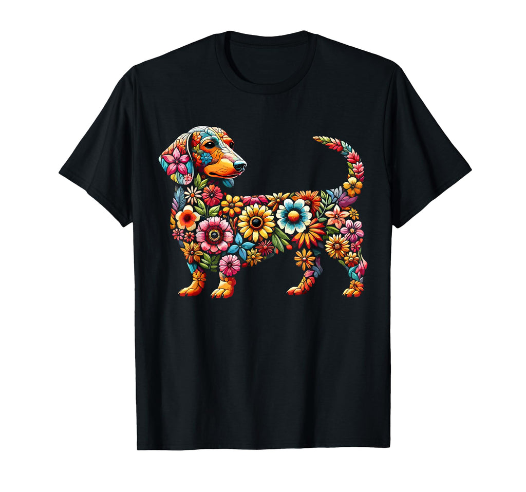 Dachshund Flower Funny Dog T-Shirt - Novelty Apparel for Adults - T-Shirt, Sweatshirt, Hoodie