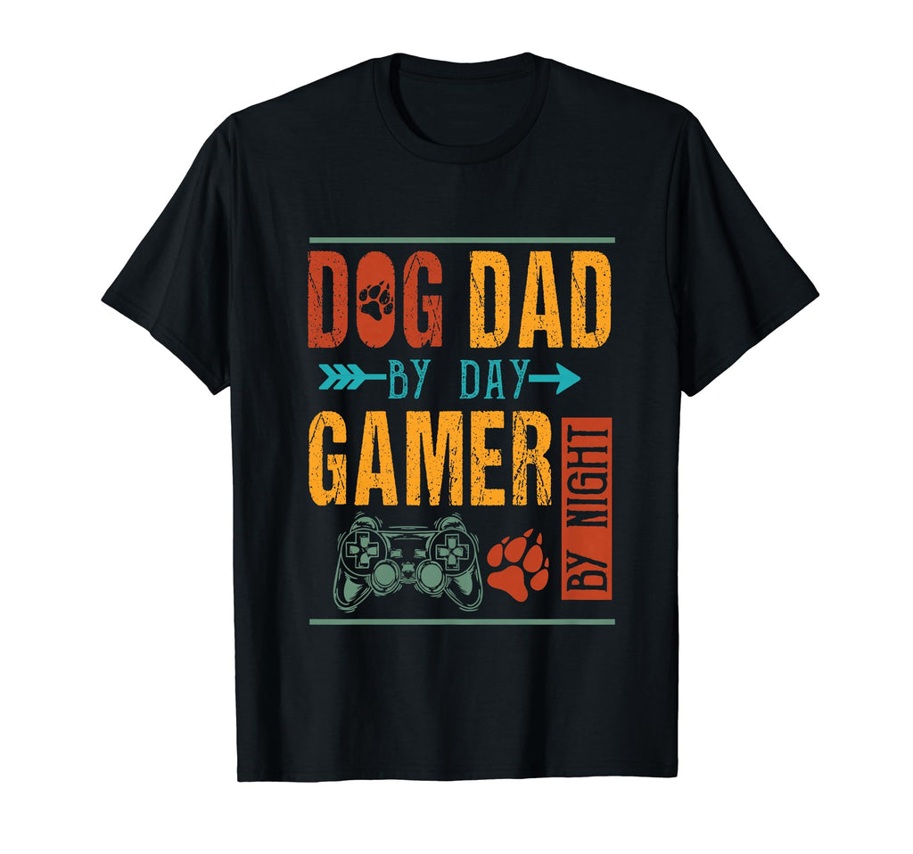 Mens Dog Dad Day Gamer Night Fathers Day T-Shirt - Unique Graphic Unisex - T-Shirt, Sweatshirt, Hoodie