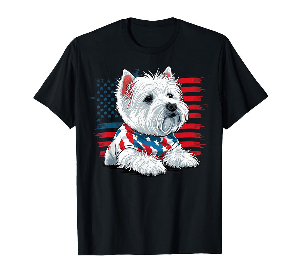 Usa 4Th July West Highland White T-Shirt - Graphic Print for Adults - T-Shirt, Sweatshirt, Hoodie
