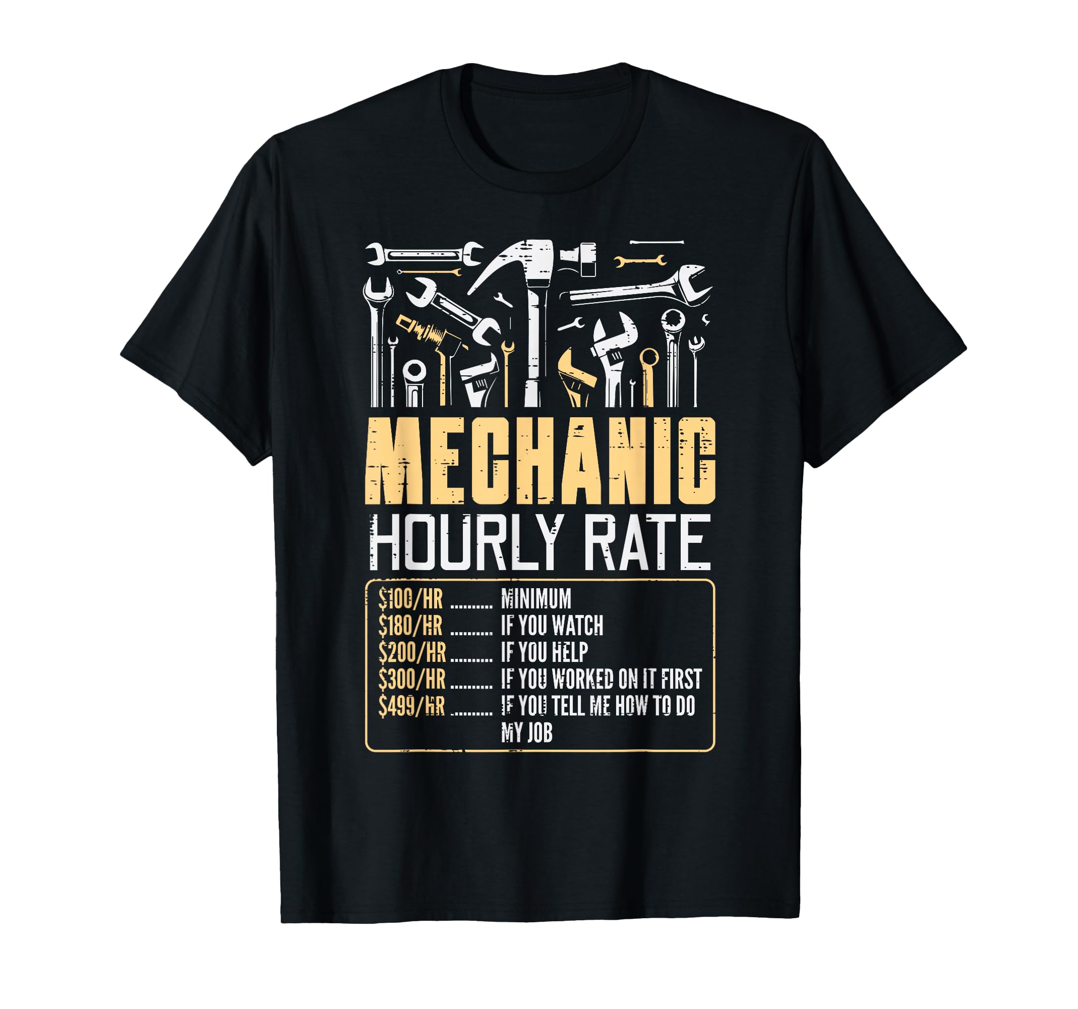 Car Mechanic Hourly Rate Auto Repair T-Shirt - Unique Graphic Men Women - T-Shirt, Sweatshirt, Hoodie