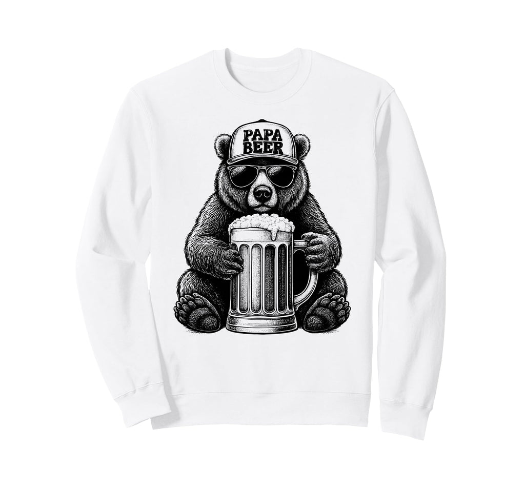 Papa Beer Funny Dad Bear Drinking Sweatshirt - Custom Art Print Men Women - T-Shirt, Sweatshirt, Hoodie