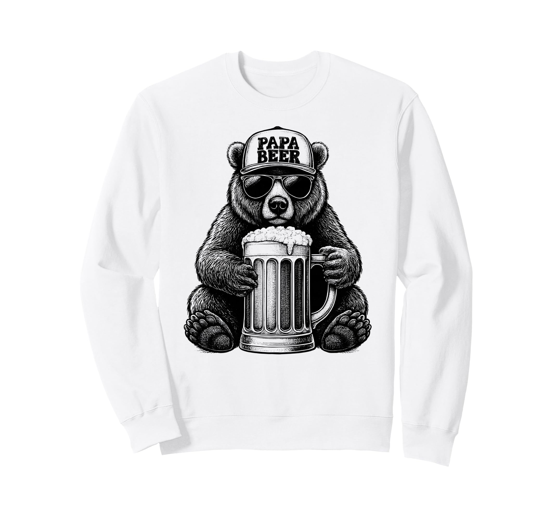 Papa Beer Funny Dad Bear Drinking Sweatshirt - Custom Art Print Men Women - T-Shirt, Sweatshirt, Hoodie