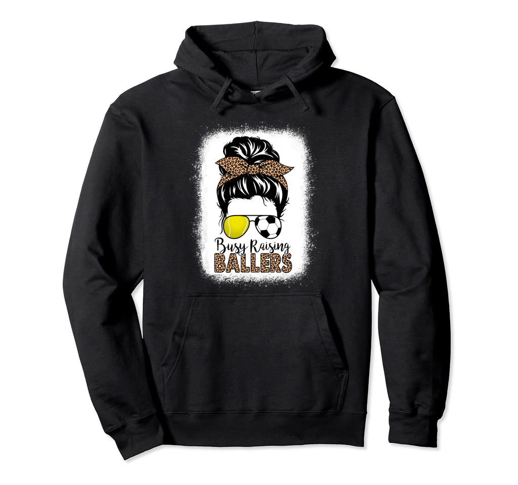 Busy Raising Ballers Soccer And Tennis Hoodie - Novelty Apparel for Adults - T-Shirt, Sweatshirt, Hoodie