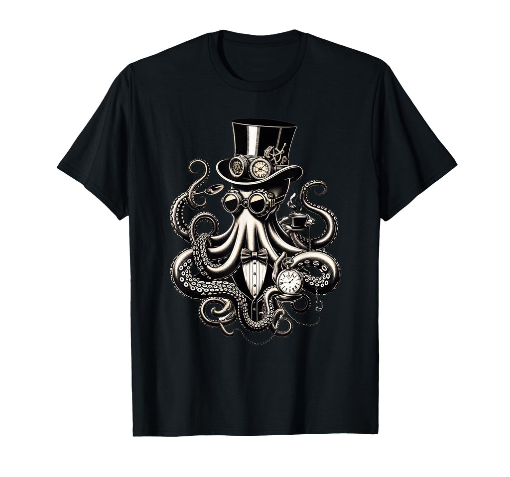 Funny Octopus Steampunk Hat Coffee Cup T-Shirt - Novelty Apparel Men Women - T-Shirt, Sweatshirt, Hoodie