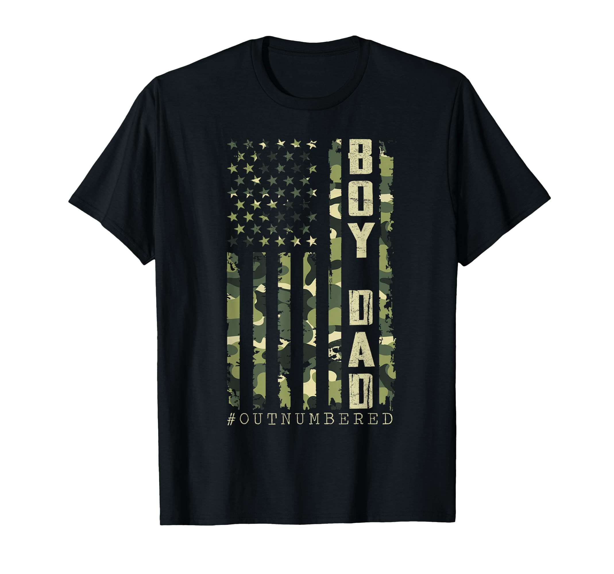 Dad Outnumbered Camo Us Flag T-Shirt - Fun Novelty Design Men Women - T-Shirt, Sweatshirt, Hoodie