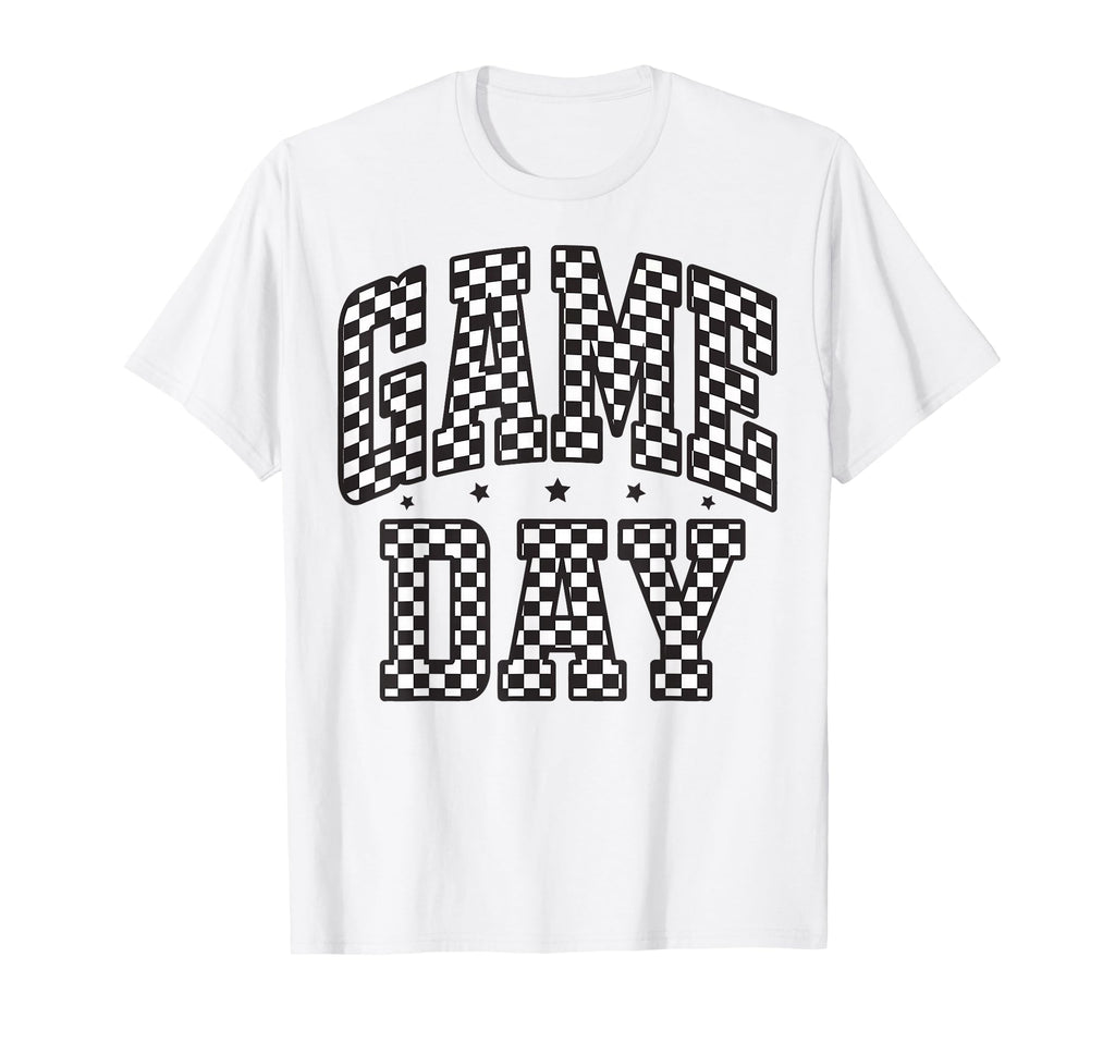 Funny Checkered Game Day Football Black T-Shirt - Custom Art Print Unisex - T-Shirt, Sweatshirt, Hoodie