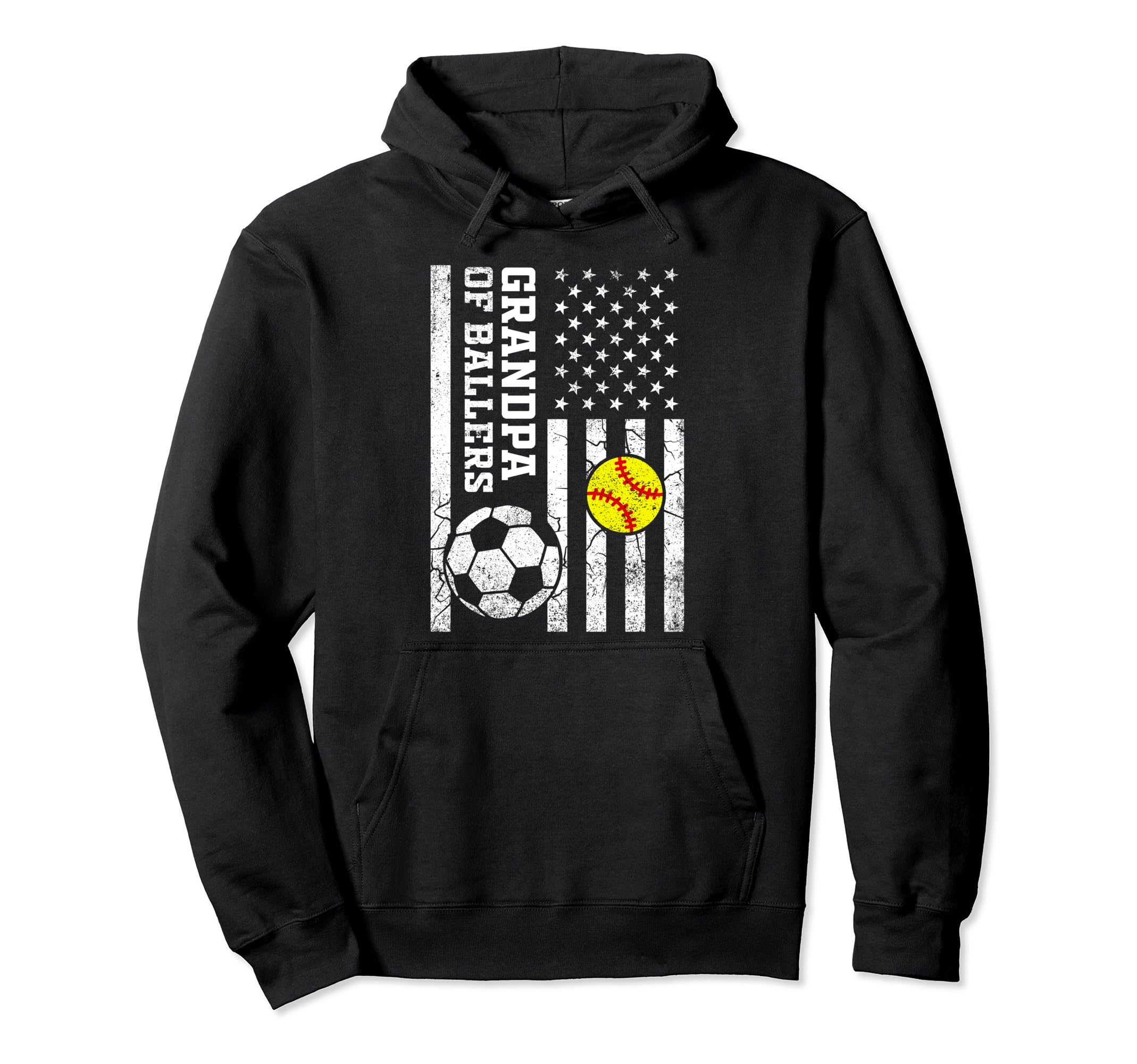 Grandpa Ballers Baseball Soccer Softball Hoodie - Aesthetic Graphic Unisex - T-Shirt, Sweatshirt, Hoodie