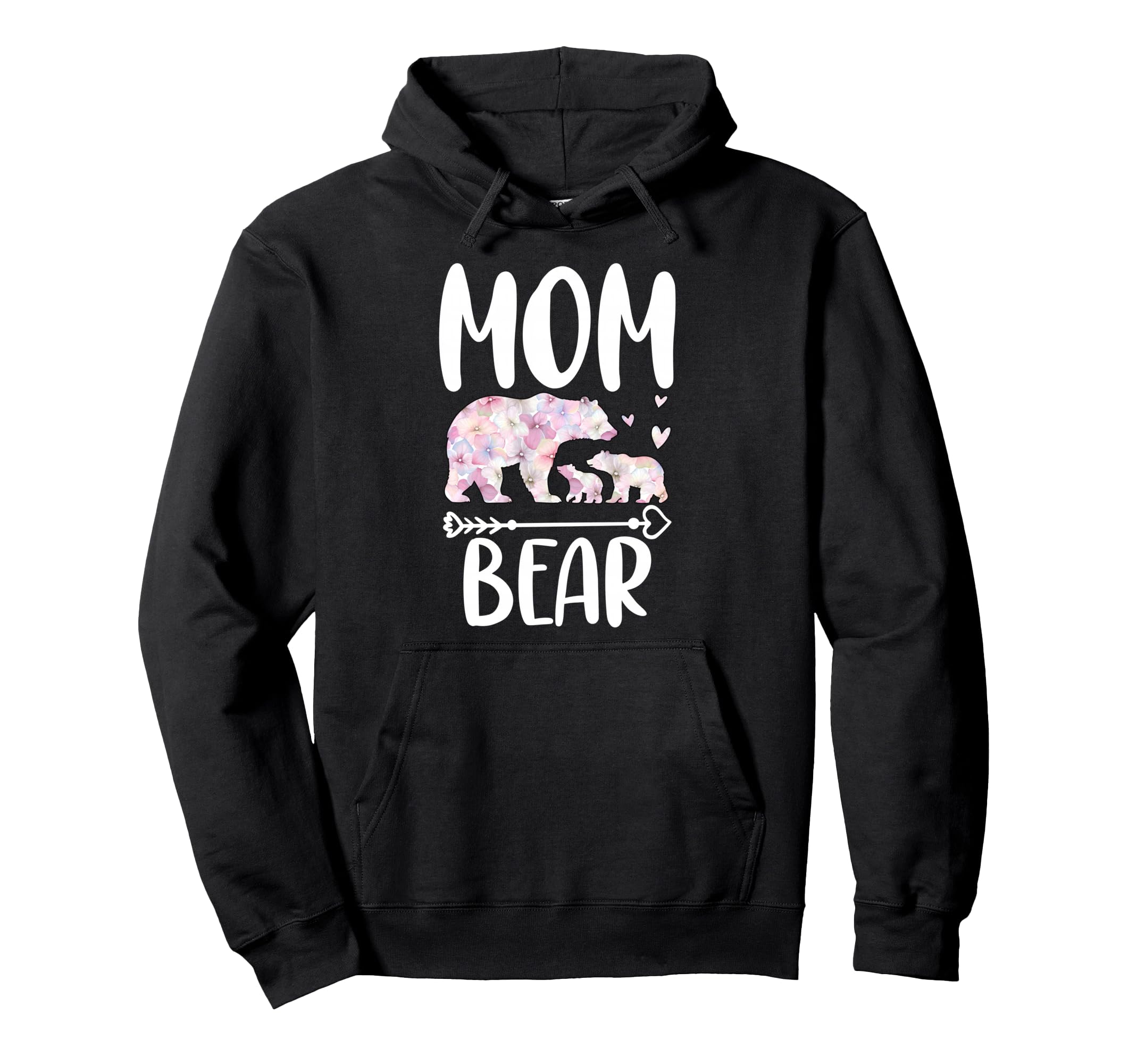 Mom Bear Flowers Two Bear Cubs Hoodie - Aesthetic Graphic Unisex - T-Shirt, Sweatshirt, Hoodie