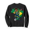 Brazil Soccer Dab Flag Football Sweatshirt - Minimalist Print Men Women - T-Shirt, Sweatshirt, Hoodie